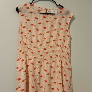 Kate Spade Flamingo Novelty Print 54% Silk Blend Dress Pockets Tropical Size 4